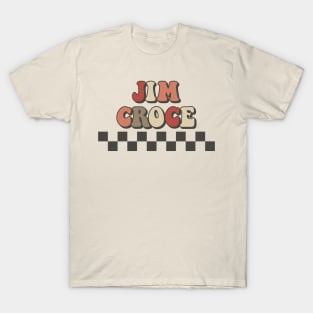 Jim Croce Checkered Retro Groovy Style T-Shirt